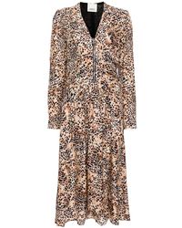 Isabel Marant - Kleedjes ,Midi-Jurk Met Luipaardprint En V-Hals - Lyst
