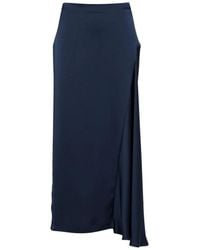 Weekend by Maxmara - Rokken ,Blauw ,Satijn Blauwe Satijnen Longuette Rok Met Split - Lyst