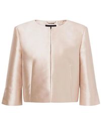 Alberta Ferretti - Jassen ,Satijn Satin Finish Crew Neck Jacket - Lyst