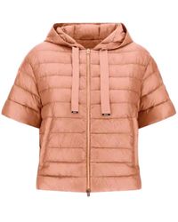 Herno - Jassen ,Roze ,Nylon Ultralichte Nylon Jas Met Korte Mouwen En Capuchon - Lyst