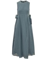 Max Mara - Kleedjes ,Blauw ,Katoen Aquile Lange Jurk - Lyst