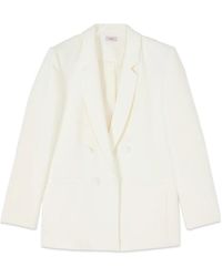 Oltre - Jassen ,Wit ,Leer Double-Breasted Blazer Van Crêpestof - Lyst
