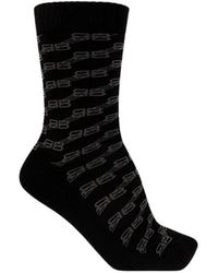 Balenciaga - Ondergoed ,Zwart ,Katoen Bb Monogram High Socks - Lyst