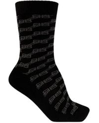 Balenciaga - Ondergoed ,Zwart ,Katoen Bb Monogram High Socks - Lyst