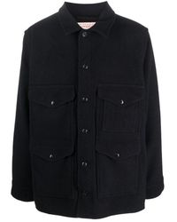 Filson - Jassen ,Blauw ,Wol Marineblauwe Wollen Overhemdjas Met Klepzakken - Lyst