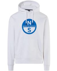 North Sails - Hoodies & Sweatvesten ,Wit ,Katoen Biologische Katoenen Hoodie Met Groot Logo - Lyst