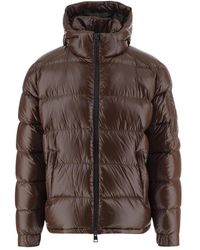 Herno - Jassen ,Bruin ,Nylon Polar Tech Down Jacket Met Capuchon - Lyst