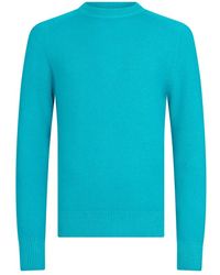 Malo - Truien & Vesten ,Blauw ,Kasjmier Trui Met Lange Mouwen Zacht En Modern - Lyst