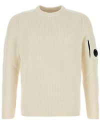 C.P. Company - Witte Gebreide Trui Met Ronde Hals - Lyst
