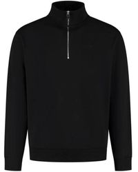 Pure Path - Hoodies & Sweatvesten ,Zwart ,Geborduurde Half-Zip Trui - Lyst