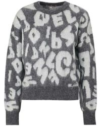 Kocca - Grijze Trui Met Letterprint Lange Mouwen - Lyst