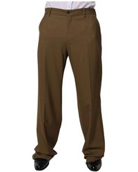 Dolce & Gabbana - Broeken ,Bruin ,Wol Bruine Wollen Rechte Formele Pantalon - Lyst
