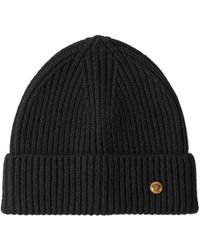 Versace - Accessoires ,Zwart ,Wol Ribbed Wool Knit Beanie - Lyst