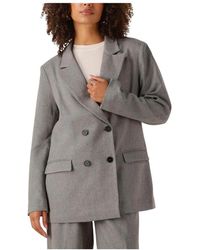 Notre-v - Jassen ,Grijs ,Polyester Grijze Blazer Voor Stijlvolle Vrouwen - Lyst