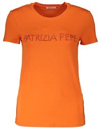 Patrizia Pepe - S t-shirt mit kurzen ärmeln und strass-logo - Lyst