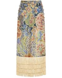 Ixiah - Rokken ,Veelkleurig ,Leer Kleurrijke Franje Casablanca Rok - Lyst