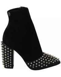 Philipp Plein - Schwarze, Mit Nieten Besetzte Wildleder-Stiefeletten - Lyst