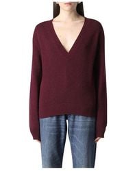 Bottega Veneta - Luxuriöser Roter V-Ausschnitt Strickpullover - Lyst