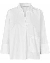 Masai - Elegante Weiße Blusenbluse Mit Tasche - Lyst