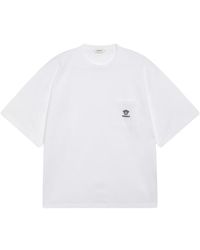 Versace - Tops ,Wit ,T-Shirt Met Logo En Medusa-Borduurwerk - Lyst