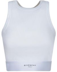 Givenchy - Fitness ,Wit ,Katoen Cropped Tank Top Met Logoband - Lyst