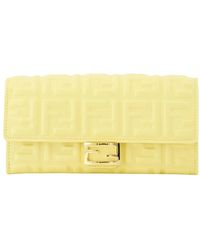 Fendi - Accessoires ,Geel ,Katoen Baguette Continental Wallet With Chain - Lyst