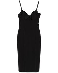 Elisabetta Franchi - Schwarzes midi-kleid mit verstellbaren trägern - Lyst