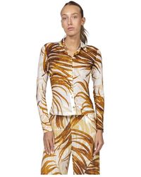 Just Cavalli - Overhemden ,Veelkleurig ,Camicia Slim 638 Golden Palm - Lyst