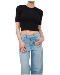 Pinko - Truien & Vesten ,Zwart ,Katoen Zwarte Trui - Lyst