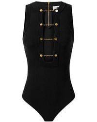 Elisabetta Franchi - Viskose-Strickbody Mit Schmuckmanschettenknöpfen - Lyst