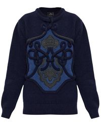 Etro - Wollpullover Mit Stickerei - Lyst