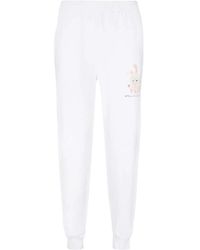 Stella McCartney - Broeken ,Wit ,Katoen Katoenen Track-Pants Met Front Logo Print - Lyst
