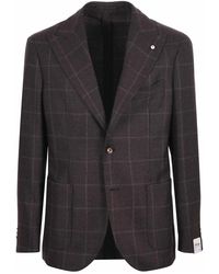 L.B.M. 1911 - L.B. 1911, ,Jassen ,Bruin ,Wol Hopsack Wollen Colbert Met Macro-Ruit - Lyst