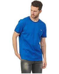 Harmont & Blaine - Blaues sportliches t-shirt mit gestreiftem detail - Lyst