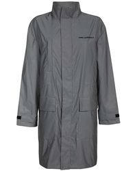 KARL LAGERFELD - Jassen ,Grijs ,Polyester Multi-Pocket Techno Fabric Jas - Lyst
