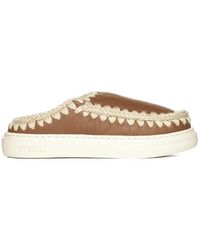 Mou - Schoenen ,Bruin ,Leer Shearling Leren Pantoffels Met Chunky Zool - Lyst