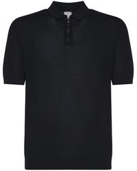 Eleventy - Tops ,Blauw ,Katoen Polo Met Halve Rits En Korte Mouwen - Lyst