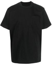 Sacai - Magliette nera in jersey con zip laterale - Lyst