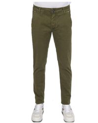 Hand Picked - Broeken ,Groen ,Katoen Slim-Fit Broeken - Lyst