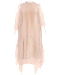 Prada - Kleedjes ,Leer Sleeveless Voile Dress - Lyst