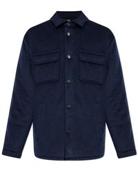 Etro - Jassen ,Blauw ,Leer Kasjmier Geïsoleerde Jas - Lyst