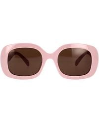 Celine - Geometrische sonnenbrille aus rosa acetat mit braunen organischen gläsern - Lyst
