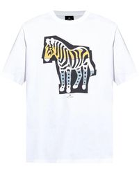 Paul Smith - Zebra Print Witte T-Shirts En Polo's - Lyst