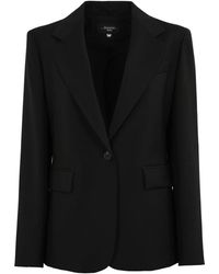 Weekend by Maxmara - Zwarte Wollen Jas Met Revers - Lyst
