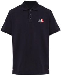 Moncler - Tops ,Blauw ,Katoen Polo Shirt Met Logopatch - Lyst
