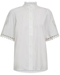 co'couture - Overhemden ,Wit ,Katoen Geborduurde Witte Blouse - Lyst