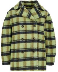 Ganni - Check Oversized Brushed Midi Coat - Lyst