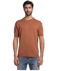 Amaranto - Truien & Vesten ,Bruin ,Katoen Korte Mouwen Ronde Hals Top Met Gescheurde Details - Lyst