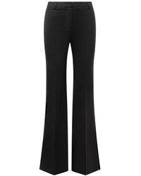 Etro - Broeken ,Zwart ,Wol Uitlopende Lange Broek - Lyst