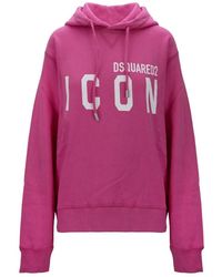 DSquared² - Hoodies & Sweatvesten ,Roze ,Katoen Hoodie Met Trekkoord - Lyst